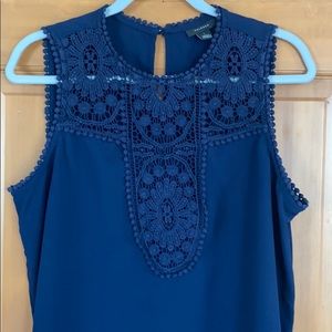 Halogen Lace Yoke Crepe Top size L